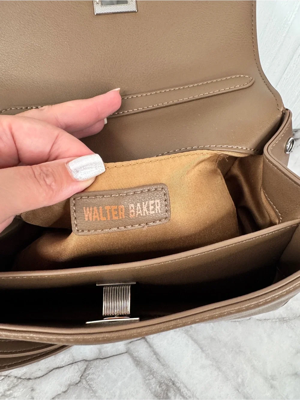 Walter Baker Tan Top-Handle Satchel with Turn-Lock | Cedar